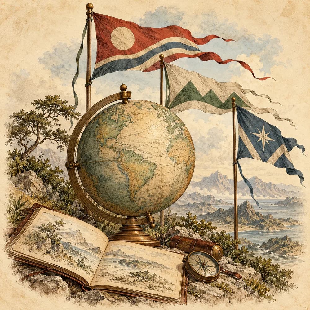 Symbolic editorial illustration for Flag Guess