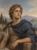 Imagined painted portrait of Alexander III of Macedon.