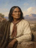 Imagined painted portrait of Geronimo.