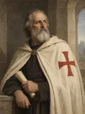 Imagined painted portrait of Jacques de Molay.