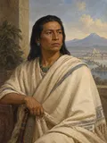 Imagined painted portrait of Moctezuma II.