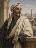 Imagined painted portrait of Mu’awiya I.