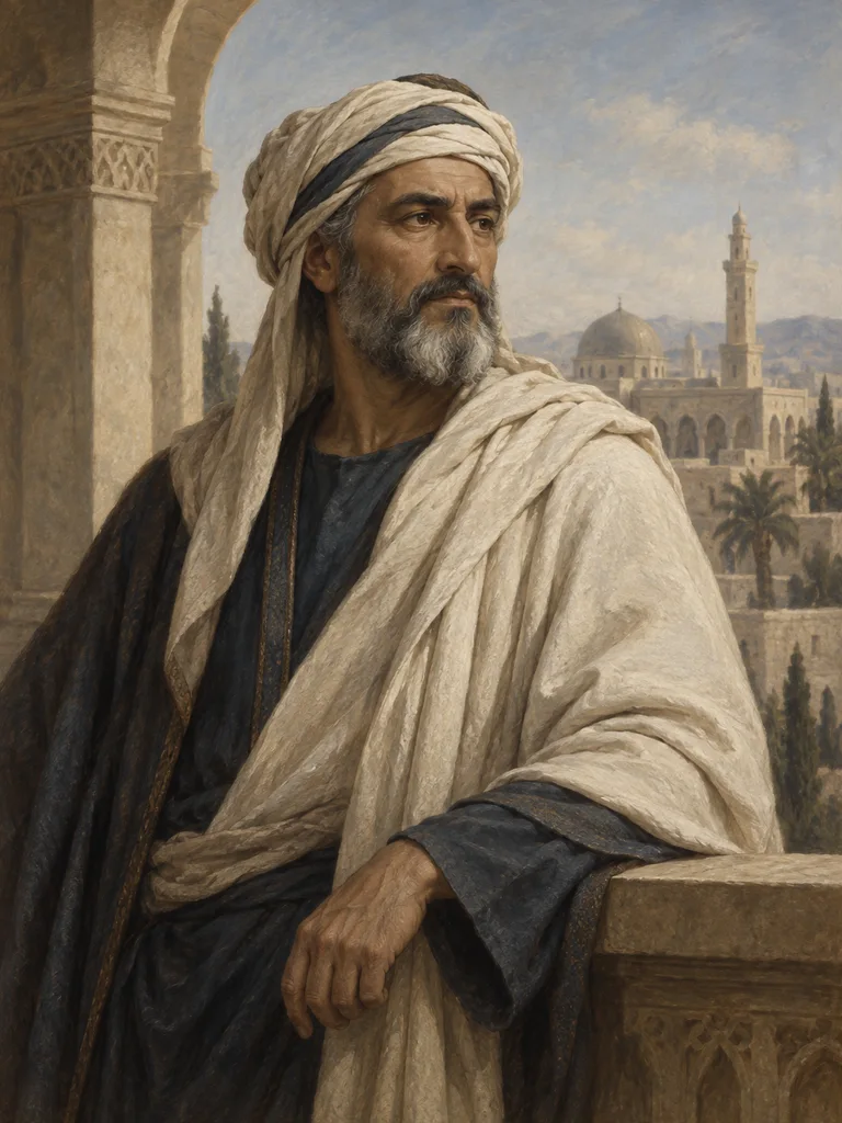 Imagined painted portrait of Mu’awiya I.