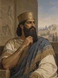 Imagined painted portrait of Sennacherib.