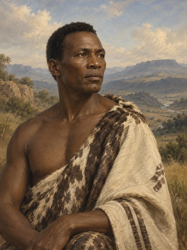 Imagined painted portrait of Shaka kaSenzangakhona.