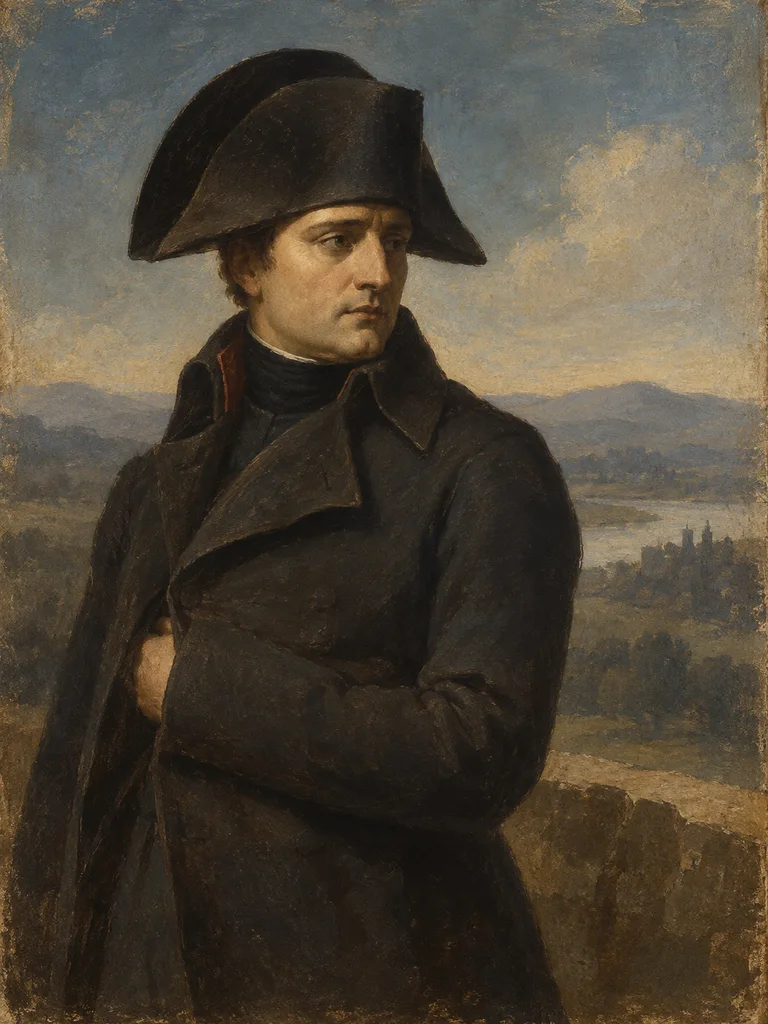 Imagined painted interpretation of Napoleon Bonaparte.